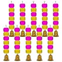iHandikart Artificial Handmade 6 Flower Marigold Super-Mini Garland with Bell in the Bottom|Flower Decoration| Color Yellow &amp; Pink Pack of 10 (33603-10)
