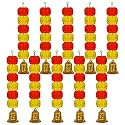 iHandikart Artificial Handmade 6 Flower Marigold Super-Mini Garland with Bell in the Bottom|Flower Decoration| Color Yellow &amp; Dark Orange Pack of 10 (33604-10)