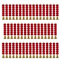 iHandikart Artificial Handmade 6 Flower Marigold Super-Mini Garland with Bell in the Bottom|Flower Decoration| Color Red Pack of 50 (33607-50)