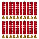 iHandikart Artificial Handmade 6 Flower Marigold Super-Mini Garland with Bell in The Bottom|Flower Decoration| Color Red Pack of 20 (33607-20)