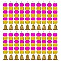 iHandikart Artificial Handmade 6 Flower Marigold Super-Mini Garland with Bell in the Bottom|Flower Decoration| Color Yellow &amp; Pink Pack of 20 (33603-20)