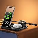 IHAO 3in1 Auto-Rising Wireless Charging Station 15W Fast Charge Ultra-Slim Foldable Design Wireless Charger for Phone Earbud and i-Watch QC3.0 &amp; PD Compatible