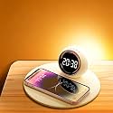 IHAO 3in1 Wireless Charging Station with Dual Alarm Clock &amp; Night LightFast Wireless Charger for Phone iWatch Earbuds Touch Control Dimmable Bedside Lamp Elegant Design for Bedroom Desk K22T White