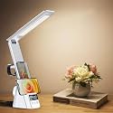 IHAO 6in1 Multifunctional Foldable LED Desk Lamp with Wireless Charger Digital Alarm Clock Eye-Care Lighting 3 Color Modes 15W Qi Charger for Phone/Headphones Compatible with iWatch Charger-N61 White