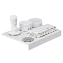 IKAPE 51MM Coffee Tamper Set White 6 IN 1, Espresso Tamper Kit, Espresso Accessories Kit with Tamper, Distributor, Magnetic Dosing Funnel, Silicone Mat, Bar Cleaning Towel