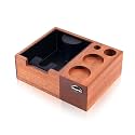 IKAPE Espresso Knock Box, Espresso Coffee Organizer Box Fit for Storage 51, 54, 58MM Espresso Tamper, Distributor, Portafilter &amp; Puck Screen Accessories, Natural Sandywood Station Base