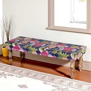 ikiriya cairo sheesham wood accent 3 seater benchsetteesrecamiers for living room  bedroom  hallway  balcony  home  dining room  caf  resort  hotel fruit print blue kantha