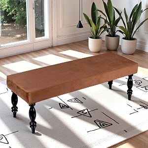 ikiriya cairo sheesham wood accent 3 seater benchsetteesrecamiers in taupe brown velvet for living room  bedroom  hallway  balcony  home  dining room  caf  resort  hotel
