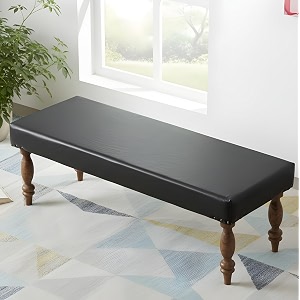 ikiriya cairo sheesham wood accent 3 seater benchsetteesrecamiers for living room  bedroom  hallway  balcony  home  dining room  caf  resort  hotel black leatherite