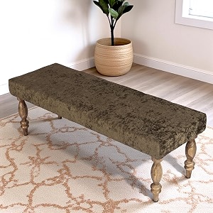 ikiriya cairo sheesham wood accent 3 seater benchsetteesrecamiers for living room  bedroom  hallway  balcony  home  dining room  caf  resort  hotel green sparkle velvet