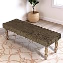 Ikiriya Cairo Sheesham Wood Accent 3 Seater Bench/Settees/Recamiers for Living Room | Bedroom | Hallway | Balcony | Home | Dining Room | CAF | Resort | Hotel (Green Sparkle Velvet)