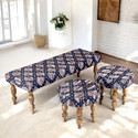 Ikiriya Cairo Sheesham Wood Parisian Solid Wood 5 Seater (Finish Color - Blue Jacquard Work Fabric 5S, DIY(Do-It-Yourself))