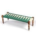 Ikiriya Hamilton Sheesham Wood 2 Seater Maachi Bench | Patio Bench in Green &amp; White Rope Canning (4 Feet Width; 1 Yr. Warranty) - 48 x 17 x 16 Inch