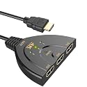 ikis - 3-Port HDMI Switch 4K, 3x1 Switcher (Automatic Switching) Support Ultra HD 3D HDR Full HD 1080P HDCP, HDMI Splitter Hub Compatible with Apple TV Roku Fire TV Stick