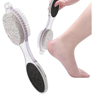 ikis 4 in 1 foot pedicure brush pumice stone scrubber amp file for soft carescrubber with cleaning pumice stone  ultimate foot care solution for callus removal and smooth feet