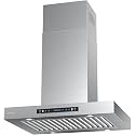 IKTCH 30" Island Range Hood, 900 CFM Stainless Steel Kitchen Vent Hood with 4-Speed Fan, Gesture &amp; Touch Control, 2 Pcs Filters