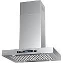 IKTCH 30 inch Island Wall Mount Range Hood, Ducted 900 CFM Range Hood with 4 Speed Fan, Stainless Steel Hood Vent with Gesture Sensing &amp; Touch Control for Smart Life