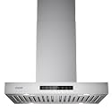 VIKIO HOME Island Range Hood 1200 CFM, 30 Inch Stainless Steel Ducted Island Mount Range Hood, Gesture Sensing &amp; Touch Control, 3-Speed Fan