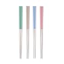 Iktu 4 Pairs Reusable Chopsticks Set - Stainless Steel Japanese Chopsticks, Lightweight Easy to Use Chop Sticks for Sushi, Noodles and Other Asian Food (Silver Wheat Grip)