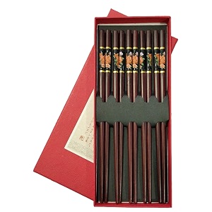 iktu 5 pairs reusable chopsticks set - natural bamboo japanese chopsticks lightweight easy to use chop sticks with case for sushi noodles and other asian food flower design