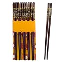 Iktu 5 Pairs Reusable Chopsticks Set - Natural Bamboo Japanese Chopsticks, Lightweight Easy to Use Chop Sticks with Case for Sushi, Noodles and Other Asian Food (Marble Design)