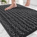 ILANGO Bathroom Rug Dark Grey 24x17,Extra Soft Absorbent Chenille Bath Rug
