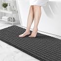 Bathroom Rugs 60x24,Extra Soft Absorbent Chenille Bath Rugs, Dark Grey