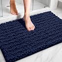 ILANGO Bathroom Rug Navy Blue 32x20,Extra Soft Absorbent Chenille Bath Rug