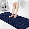 Bathroom Rugs 60x24,Extra Soft Absorbent Chenille Bath Rugs, Navy Blue