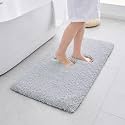 Bathroom Rugs 48" × 24" , Extra Soft Absorbent Microfiber Bath Rugs,Silver