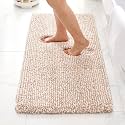 Bathroom Rugs 60" × 24" , Absorbent Microfiber Bath Rugs,Beige and White