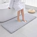 Bathroom Rugs 60" × 24" , Extra Soft Absorbent Microfiber Bath Rugs,Silver