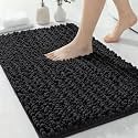 ILANGO Bathroom Rugs Black 24x17,Extra Soft Absorbent Chenille Bath Rugs
