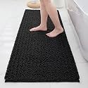 Bathroom Rugs 60x24,Extra Soft Absorbent Chenille Bath Rugs, Black
