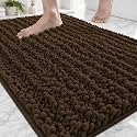 ILANGO Bathroom Rugs Brown 24x17,Extra Soft Absorbent Chenille Bath Rugs
