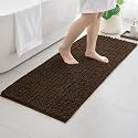 Bathroom Rugs 60x24,Extra Soft Absorbent Chenille Bath Rugs, Brown