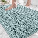 Bathroom Rugs 36x24, Soft Absorbent Chenille Bath Rugs, Fresh Blue