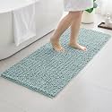 Bathroom Rugs 55x24, Soft Absorbent Chenille Bath Rugs, Fresh Blue