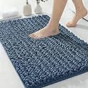 ILANGO Bathroom Rugs Light Blue 24x17, Soft Absorbent Chenille Bath Rugs
