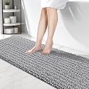 Bathroom Rugs 70x24, Soft Absorbent Chenille Bath Rugs, Light Grey