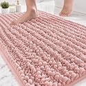 ILANGO Bathroom Rugs Pink 36x24,Extra Soft Absorbent Chenille Bath Rugs