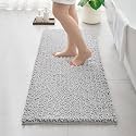 Bathroom Rugs 55x24,Extra Soft Absorbent Chenille Bath Rugs, Silver