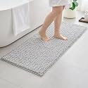 Bathroom Rugs Mats 60x24,Extra Soft Absorbent Chenille Bath Rugs, Silver