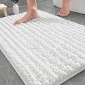 ILANGO Bathroom Rugs White 24x17,Extra Soft Absorbent Chenille Bath Rugs