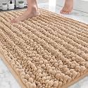 ILANGO Bathroom Rugs Beige 24x17,Extra Soft Absorbent Chenille Bath Rugs