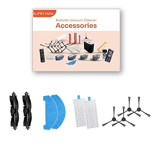 ilife t10s robot vacuum cleaner original accessories combo set with hepa filter x2 side brush pair x2 mopping cloth x2 and roller brush x2