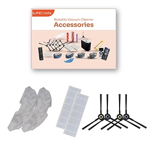 ilife v3s max robot vacuum cleaner original accessories combo set with hepa filter x2 side brush pair x2 and mopping cloth x2