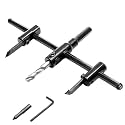 ILIKA Adjustable Hole Saw Circle Hole Cutter Drill Bit, Heavy Duty Wood Drywall Drill Bit Round Cutting for Woodworking, 30-200mm (CC 200)