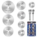 ILIKA Mini HSS Circular Saw Blades Rotating Tool/Steel Saw Disc Wheel Cutting Blades/Rotary Drill Saw Blades/Metal Circular Saw Set for Rotary Tools (8 pcs Saw Blade + 2 pcs Shank Mandrel) (10 HSS..)