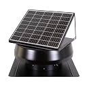 iLIVING 14" HYBRID Smart Thermostat Solar Roof Attic Exhaust Fan, 40-Watt, 1150 CFM, Cools up to 2900 Sq.Ft. Coverage Area, Black